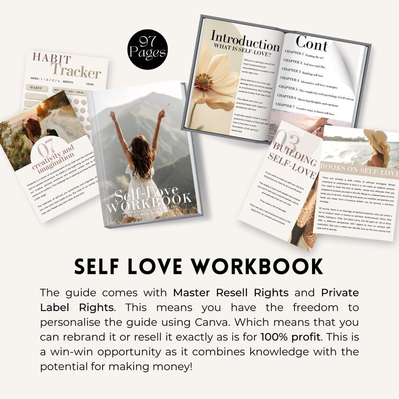 Self Love Workbook: Editable Canva Template (PLR/MRR) image 4