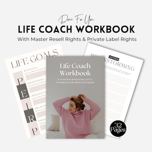 Life Coach Workbook: 32-Page Template with MRR & PLR (Canva Editable)