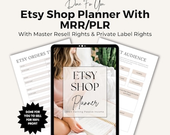 Etsy Shopplanner. PLR digitale canva-sjablonen met doorverkooprechten voor eigenaren van Etsy-bedrijven.