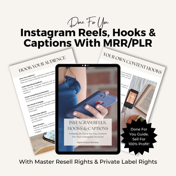 Instagram Reel Hooks and Captions Guide | Done For You Hooks For Social Media | Master Resell Rights | Grow Your Instagram Following.