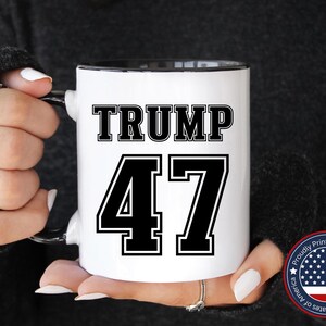 TRUMP 47 Varsity Two-toned Coffee Mug, Trump Gift, Gift For Trump Supporter