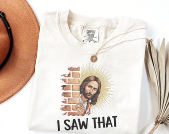 Peeking Jesus Comfort Colors Shirt, Funny Christian Gift, Humorous Religious Tee, Christian Humor Shirt, Faith Gift For Her, Funny Church T