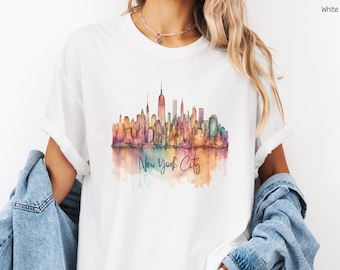 Watercolor New York City Skyline Comfort Colors T-shirt