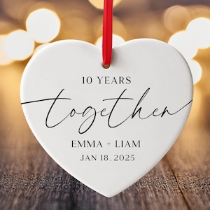 20 Years Together Anniversary Personalized Husband and Wife Heart Shaped Ornament, Gift for Husband, Gift For Wife, Anniversary Gift