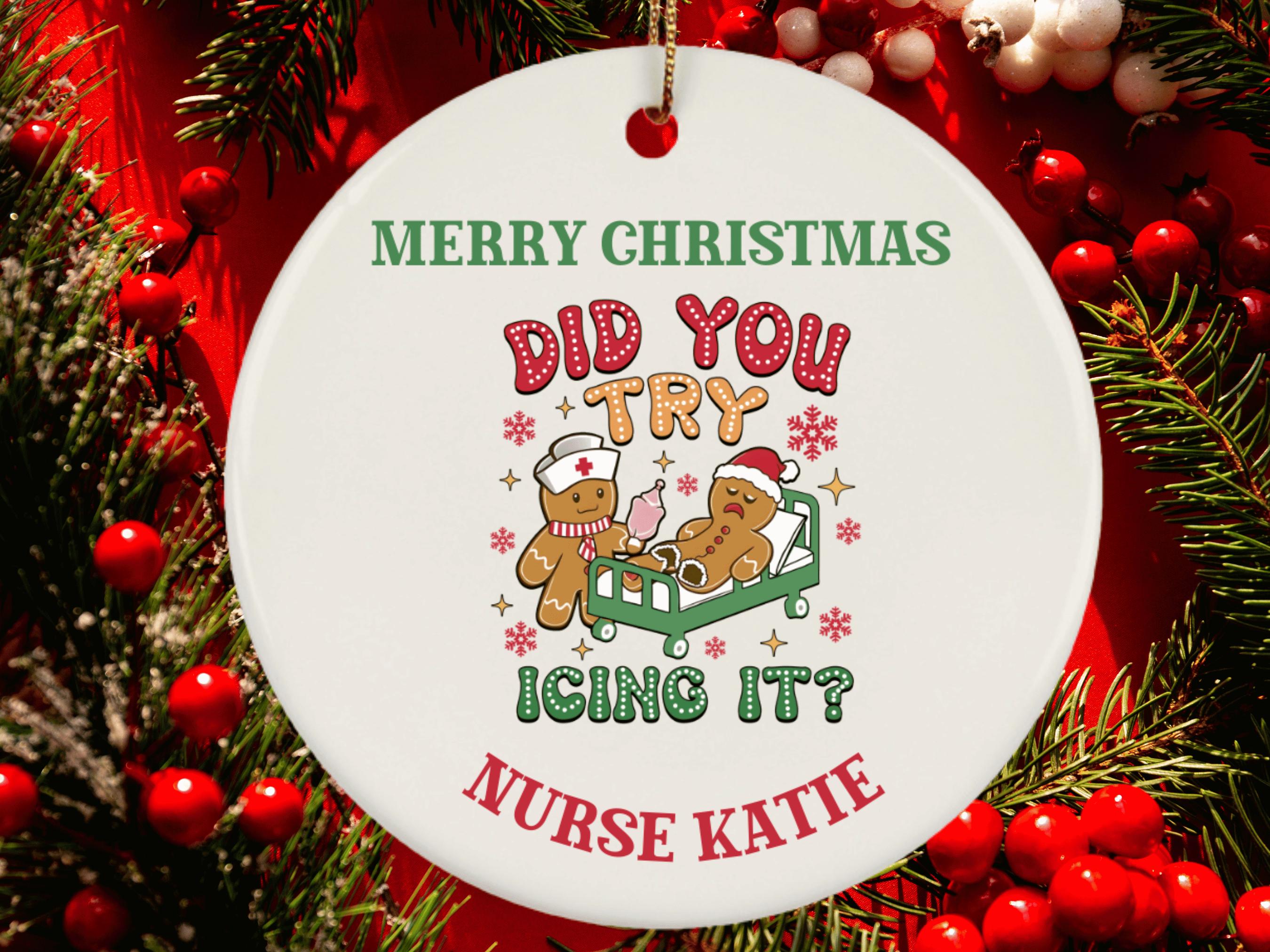 Personalized Gingerbread Nurse Ornament: Flat 2D Christmas Keepsake