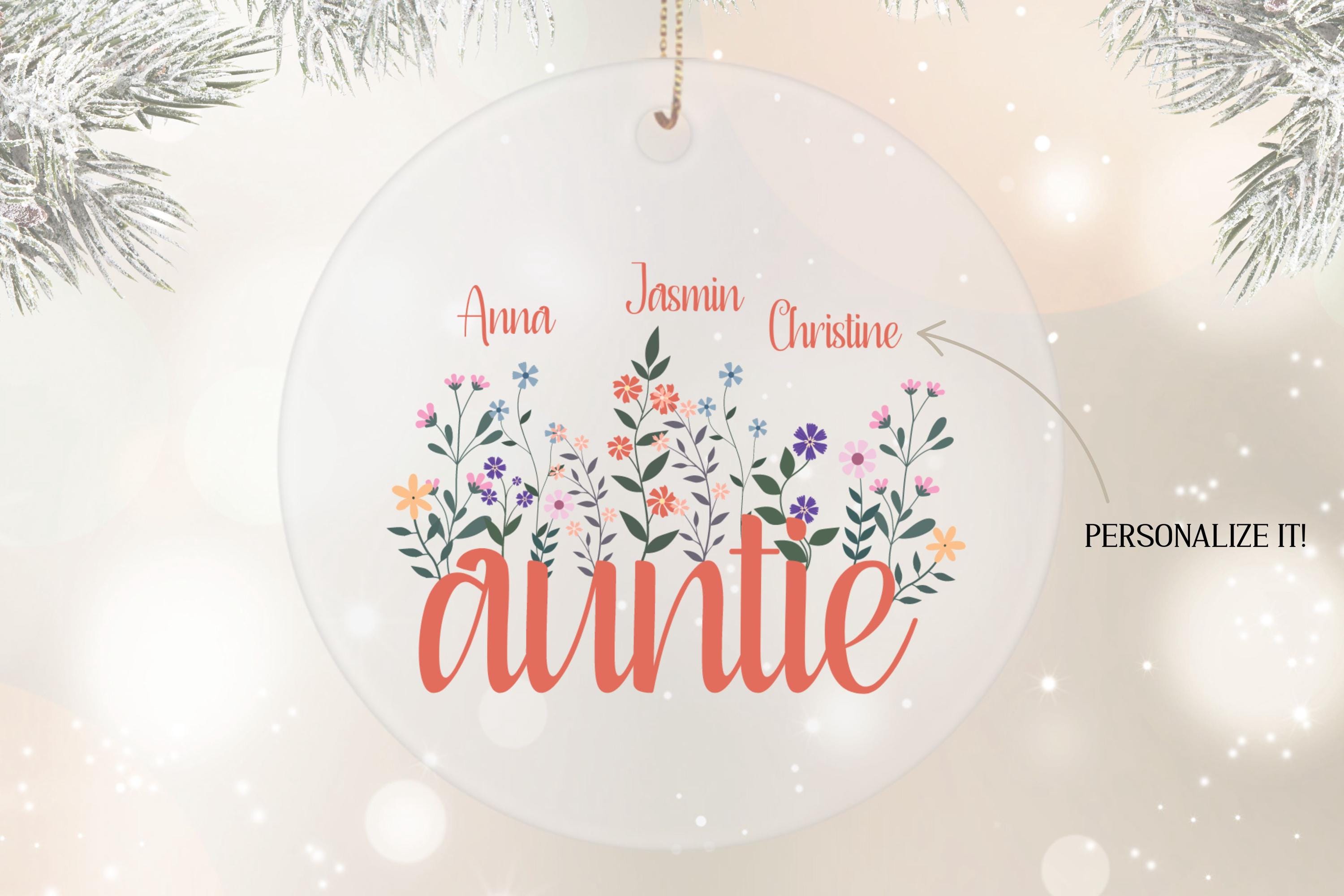 Personalized Auntie Ornament | Custom Floral Aunt Ornament Gift ...