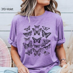 Schmetterlingsmottenhemd, Schmetterlingsgrafik-T-Shirt, Komfortfarben, Schmetterlings-T-Shirt, ästhetisches Hemd, Boho-Hemd