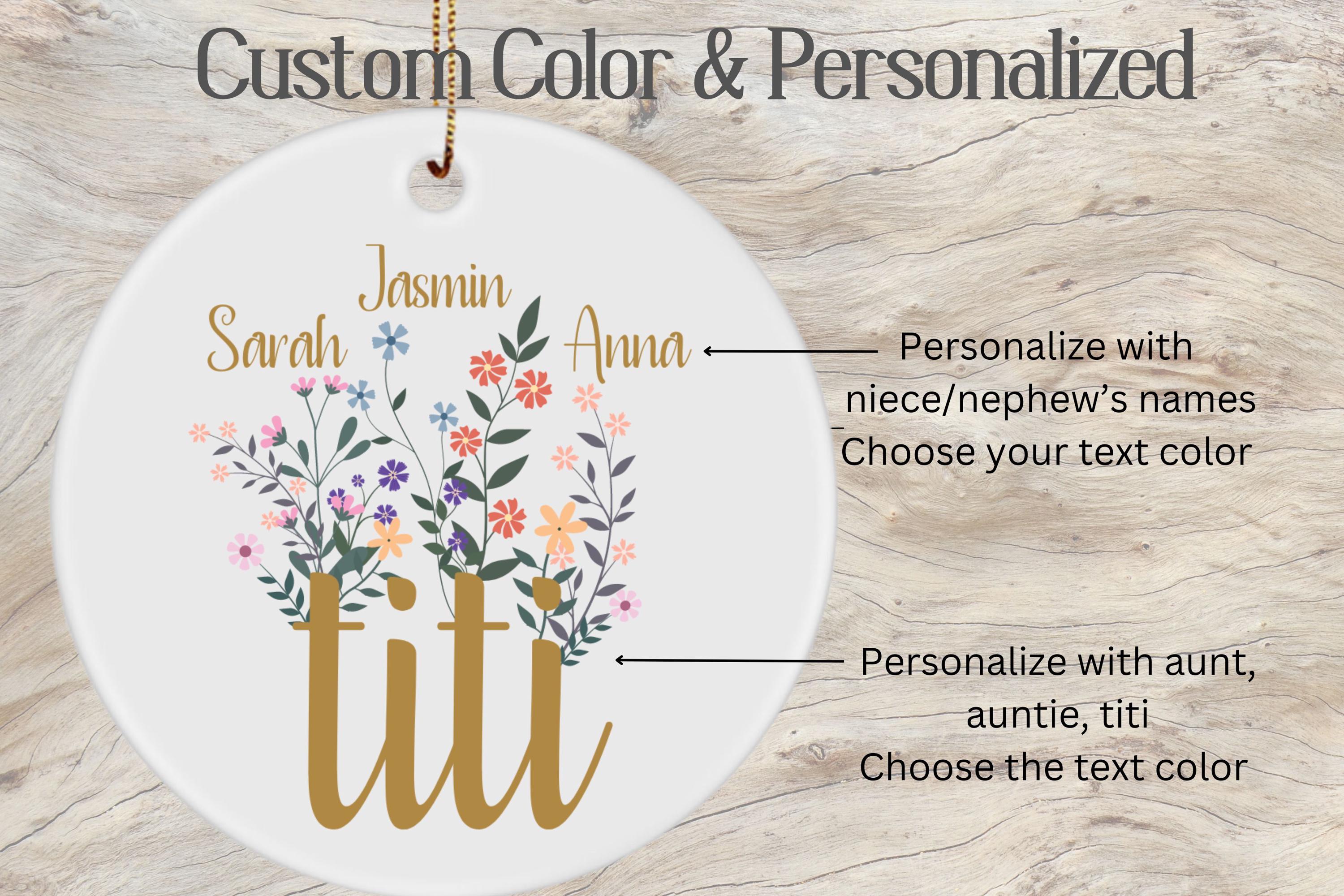 Personalized Auntie Ornament | Custom Floral Aunt Ornament Gift ...