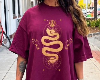 Snake Sun and Moon Celestial tshirt, Reptile Snake Shirt, Spiritual Tarot Shirt Vintage tshirt mystical shirt astrology shirt, Indie Clothes