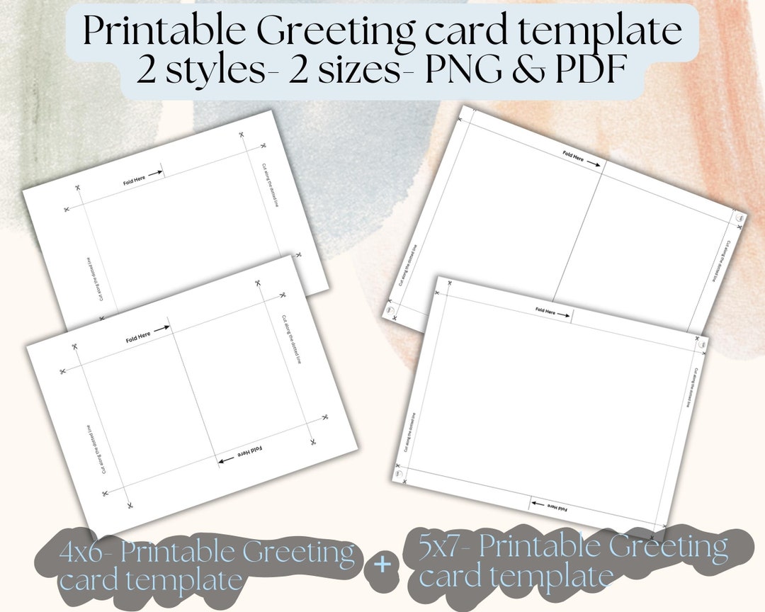 Printable Greeting Card Template DIY Design 4x6 and 5x7 Sizes