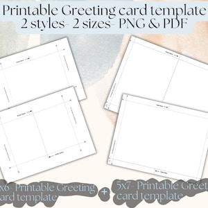 Modèle de carte de vœux imprimable | Conception de bricolage | Tailles 4x6 et 5x7 | Option ligne pointillée | Inclut les fichiers PDF et PNG