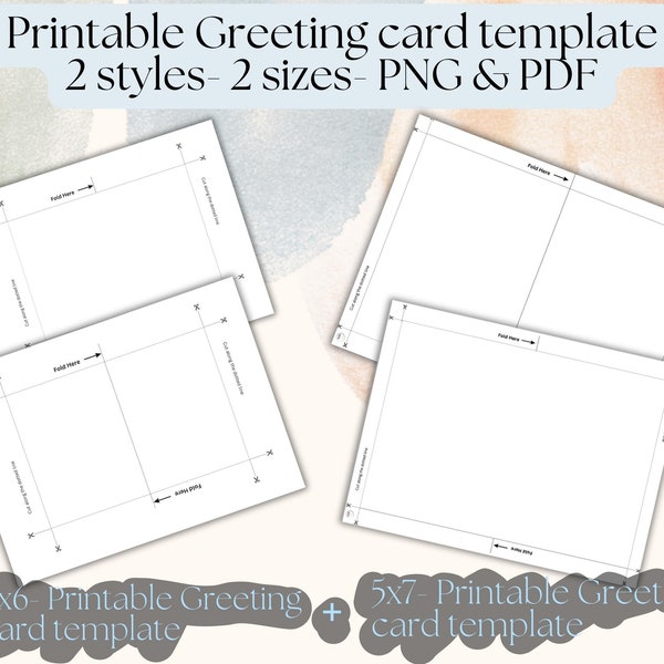 Printable Greeting Card Template | DIY Design | 4x6 and 5x7 Sizes | Dotted Line Option | Includes PDF and PNG Files