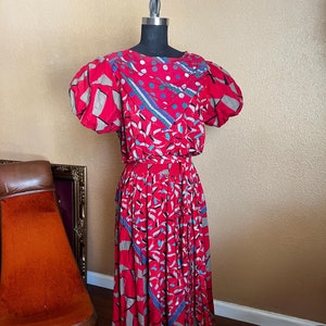 1980&#39;s Vintage Diane Freis Colorful Prairie Dress