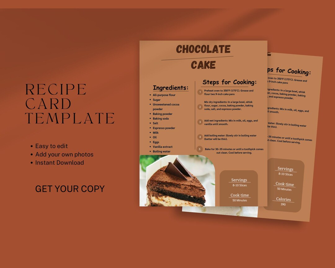 Digital Download Edible Recipe Printable, Customizable Cooking ...