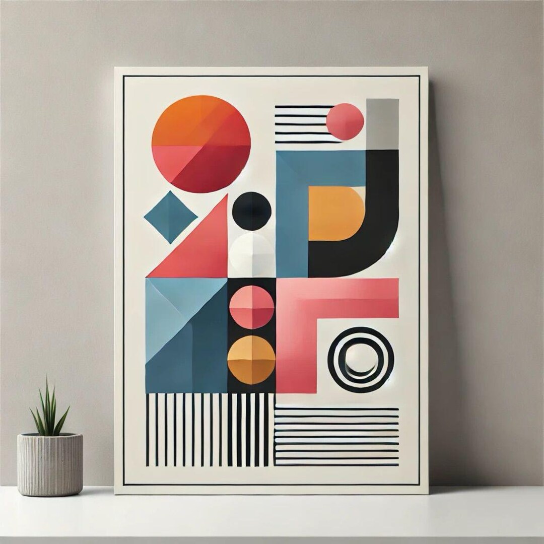 Modern Geometric Art Print | Mid-century Abstract Wall Art | Bauhaus ...