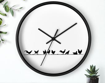 Chicken Decor - Chicken Wall Clock - Farmhouse Decor - Farmhouse Clock - Country Style Clock - Farm Animal Decor - Gift for Chicken Lover
