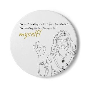 Mindful Ceramic Coaster: Bohemian Home Decor, Inspirational Self-Care Gift