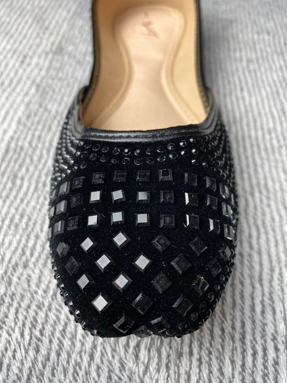 Black Diamond Velvet Khussa Jutti With Padded Sole Indian Pakistani Desi Womens Footwear Wedding Shoes Punjabi Jutti Ladies Shoes
