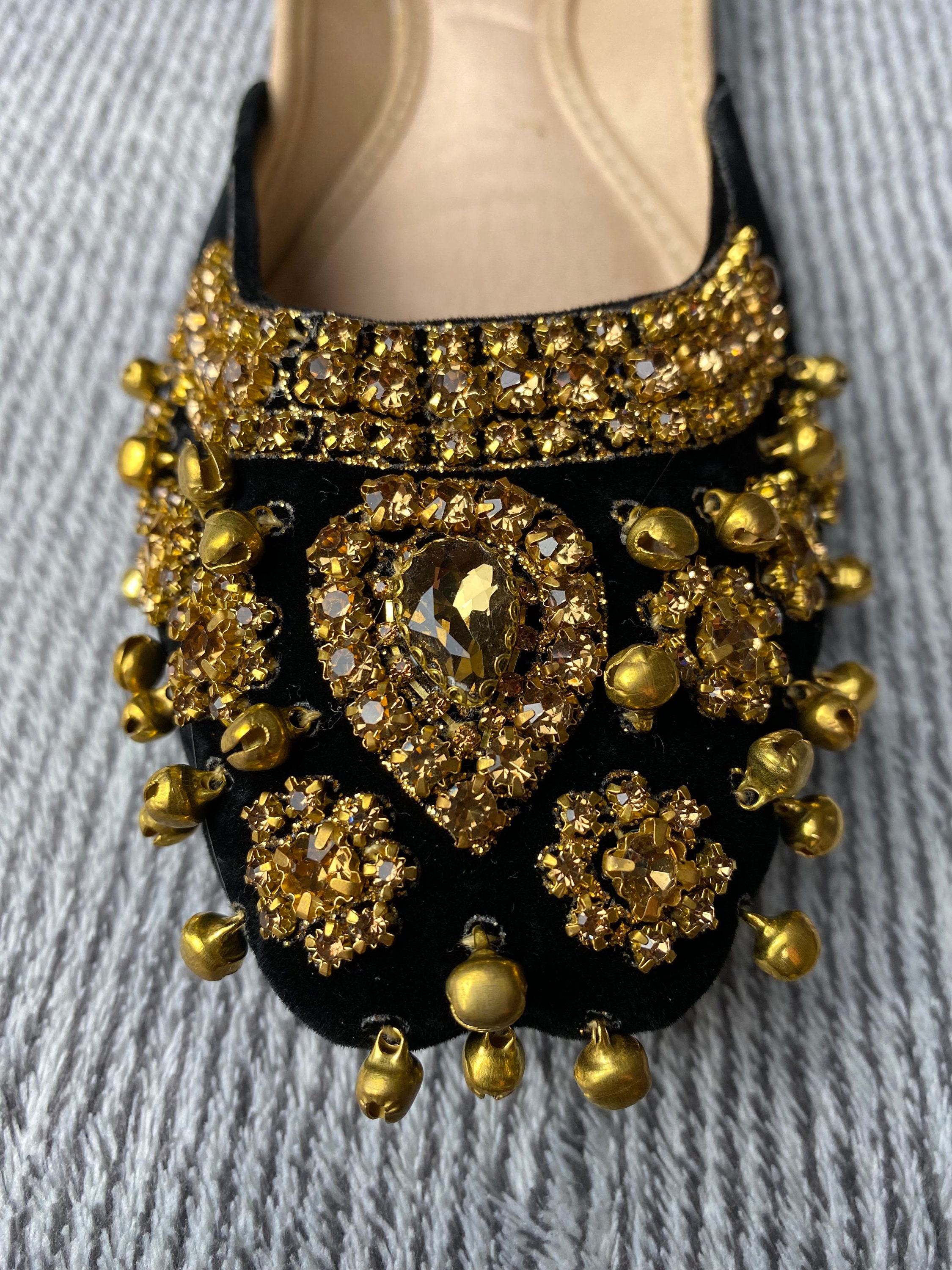 Royal Black & Gold Jubilee Khussa Jutti Padded Insole Nonslip Etsy