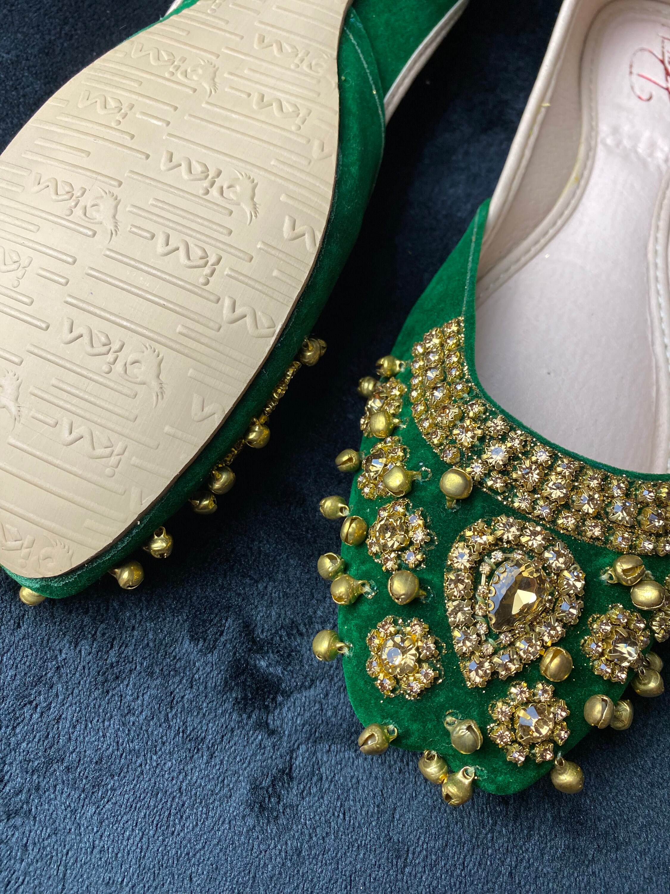Royal Green & Gold Jubilee Khussa Jutti Mojri Pumps Slip on Etsy