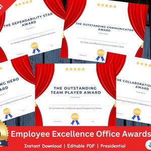 50 Employee Excellence Printable Certificate Office Awards - Boost Employee Morale & Celebrate Achievements