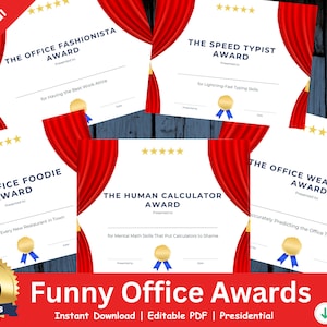 50 Funny Office Awards | Boost Morale and Celebrate Achievements w/ Digital Printable Certificates - Instant Digital Download