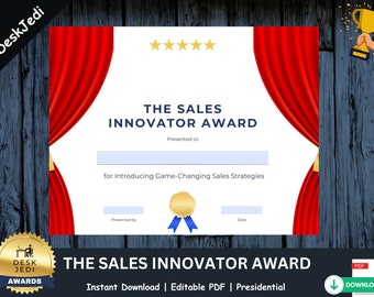 The Sales Innovator Award - Elevate Success & Commend Performance w/Digital Certificates - Instant Download! #SalesAchievements #Recognition