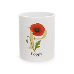 Taza de cerámica con flor de amapola, regalo para jardineros, taza de té y café, cumpleaños, Día de la Madre, decoración del hogar, naturaleza
