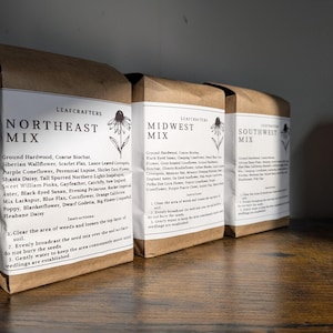 1lb bags of Northeast, Midwest, and Southwest Seed Mix
