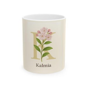 Taza de cerámica Kalmia, regalo para jardineros, taza de té y café, cumpleaños, día de la madre, decoración del hogar, naturaleza
