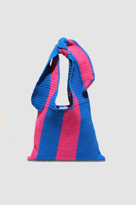 Handmade Adjustable Strap Crochet Bag, Tieme Bag, Custom Crochet Pattern Shoulder Knotted Bag, Cotton, Recycle, Eco-friend, Colorful bag,