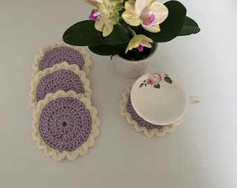 Handmade crochet coasters, coaster set of 4, housewarming gift