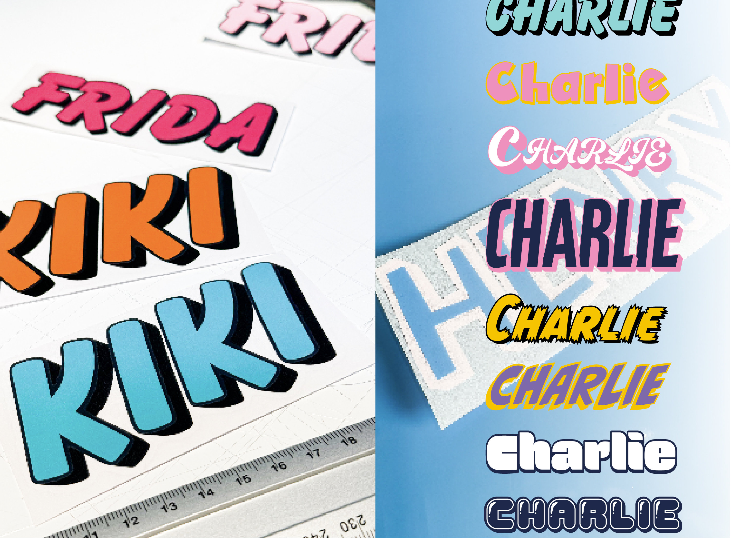 Custom Two-color Vinyl Name Stickers: 3D Shadow Decals - Etsy Australia