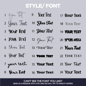 Font selection for custom designed car stickers and decals
