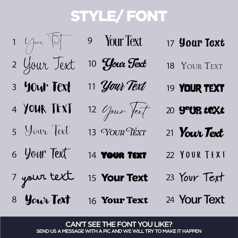 Font selection for custom designed car stickers and decals