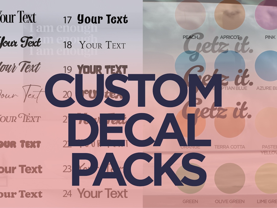 Custom Vinyl Decals Sets - Choose Your Style, Colour and Size - Etsy ...