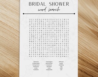 Minimal Word Search Game, Minimalist Bridal Shower Word Find Game, Word Puzzle, Instant Download, Classy Bridal Shower Activities