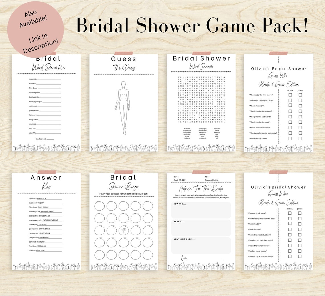 Guess the Dress Bridal Shower Game. Printable Bridal Shower Games ...