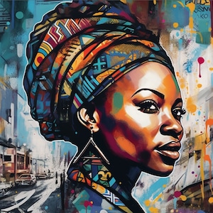 African Art African Queen Strength and Beauty African Elegance Vibrant ...