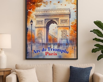 Arc de Triomphe Watercolor Print – Paris Wall Art – French Landmark Decor