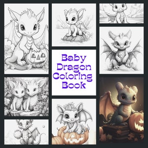 Baby Dragon Coloring Book - Kids Coloring Pages - DIY Digital Download, Dragon Inspired Coloring Book, Instant Download