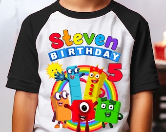 Personalized Block Number Birthday Boy, Birthday Girl, Raglan Shirt, Family Shirt, Party Family Matching Tee.