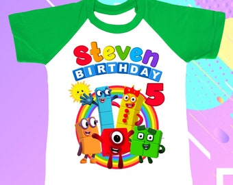 Personalized Block Number Birthday Boy, Birthday Girl, Raglan Shirt, Family Shirt, Party Family Matching Tee.