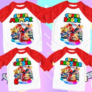 Personalized Mario Kart Family Matching TShirt Birthday Boy, Birthday Girl, Raglan Shirt, Family Shirt, Party Family Matching Tee.