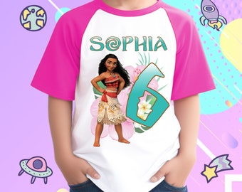Personalized Moana Birthday Boy, Birthday Girl, Raglan Shirt, Family Shirt, Party Family Matching Tee.