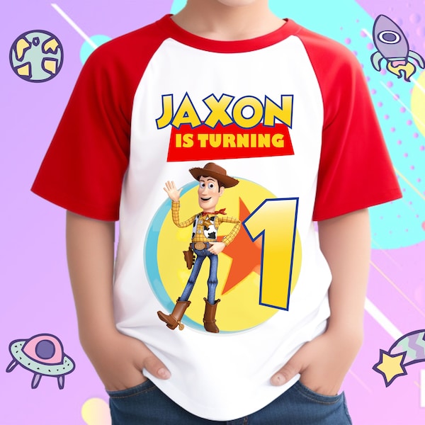 Cumpleañero personalizado de Woody Toy Story, cumpleañera, camisa raglán, camisa familiar, camiseta a juego familiar de fiesta.