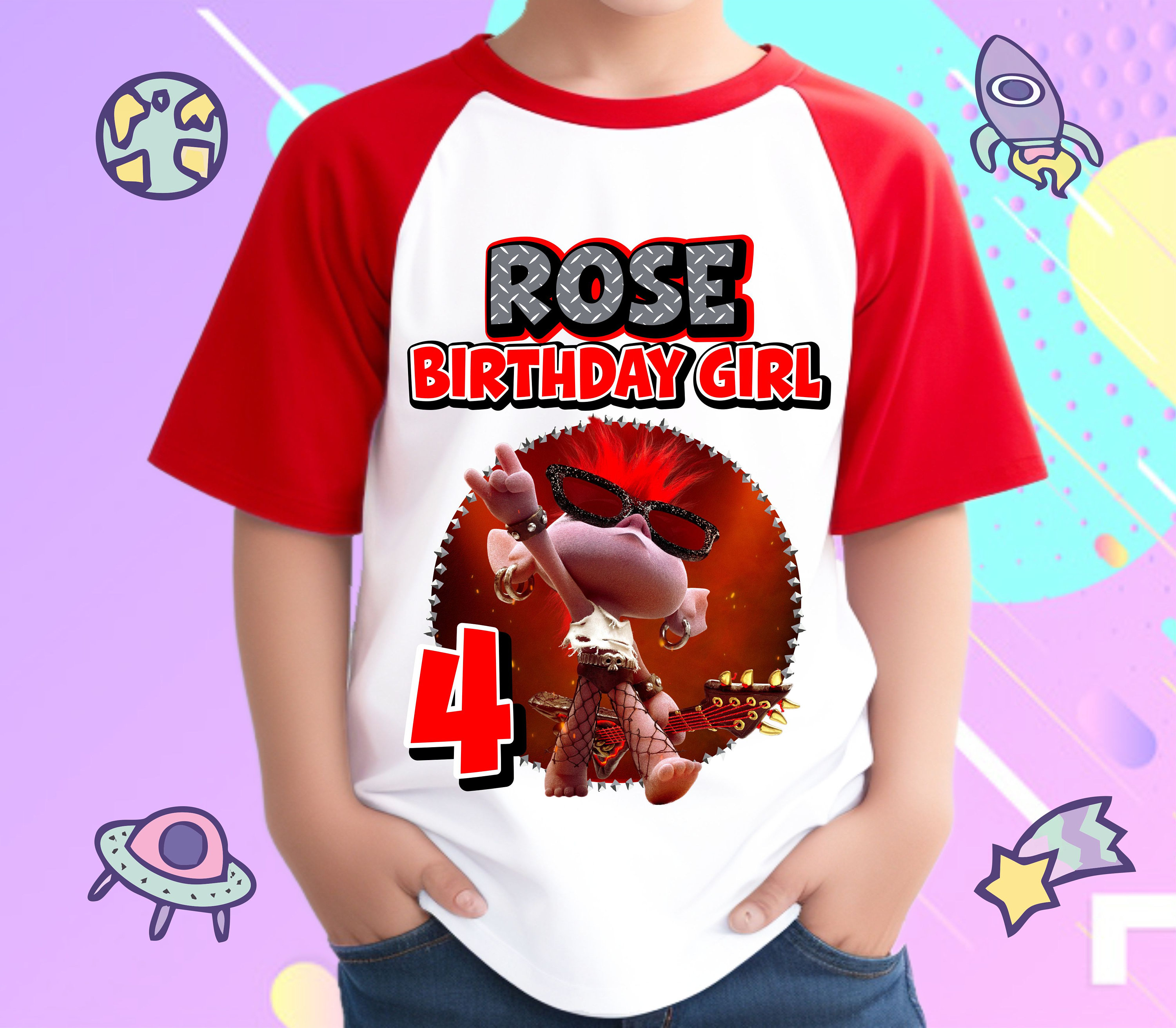 Personalized Trolls Queen Barb Birthday Girl, Birthday Boy, Raglan Shirt,  Family Shirt, Party Family Matching