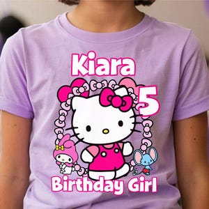 Birthday Shirt, Hello Cat All Family Celebration T-shirt, Customized Birthday Tee, Birthday Party Shirt.