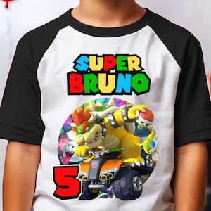 Personalized Bowser Kart Birthday Boy, Birthday Girl, Raglan Shirt, Family Shirt, Party Family Matching Tee.