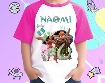 Personalized Moana and Maui Birthday Boy, Birthday Girl, Raglan Shirt, Family Shirt, Party Family Matching Tee.